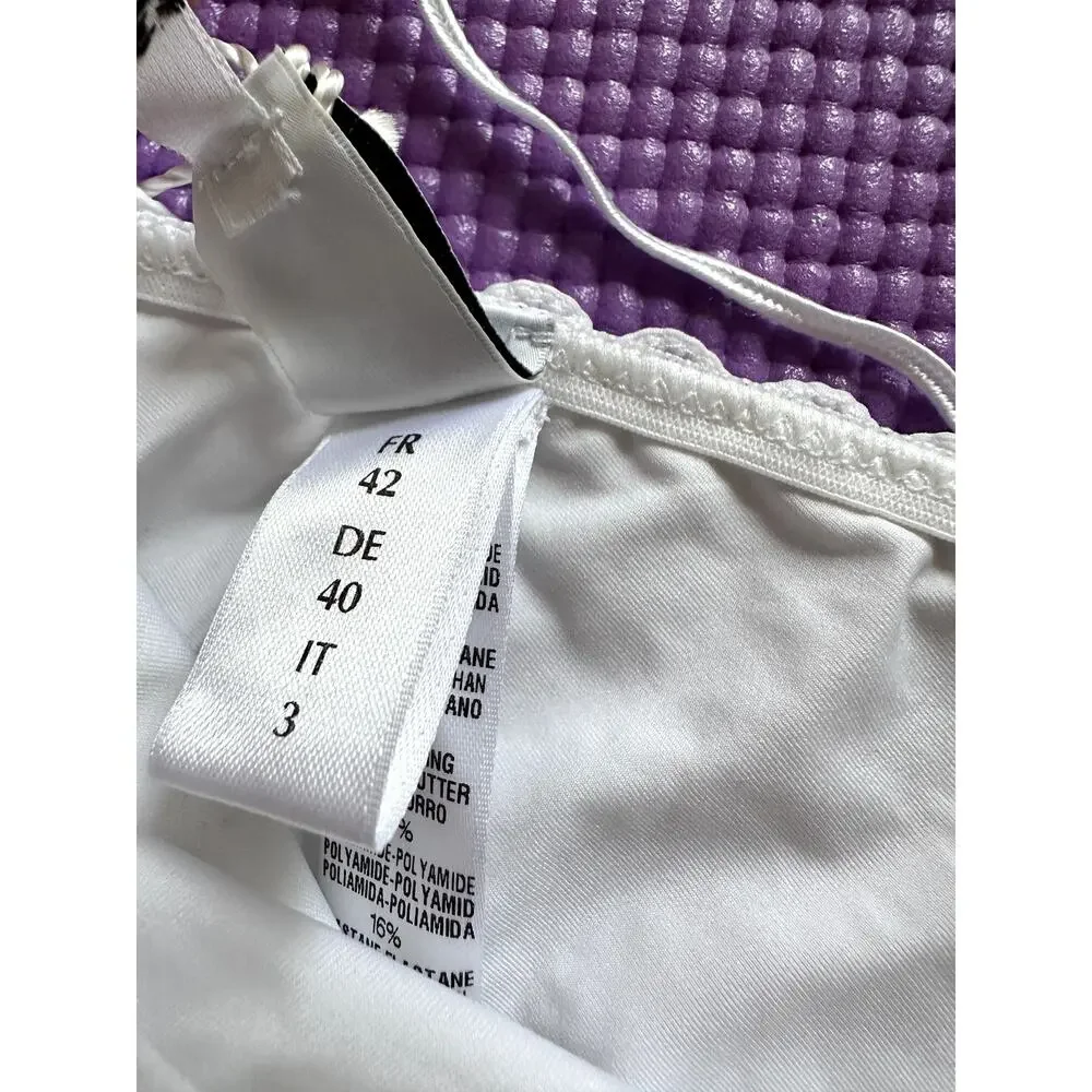 NWT $335 La Perla Etoile High Waist Bikini Bottom White Swimwear Size M